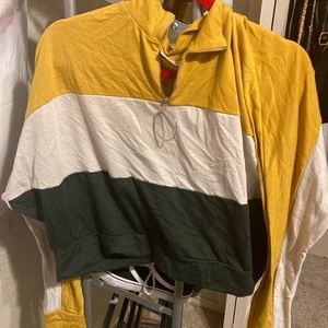 Yellow white and green crop top